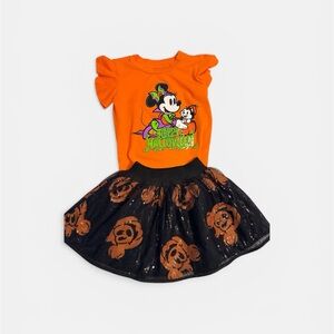 Disney Minnie Mouse Halloween Outfit Set Girls 2T Orange Tutu Dress